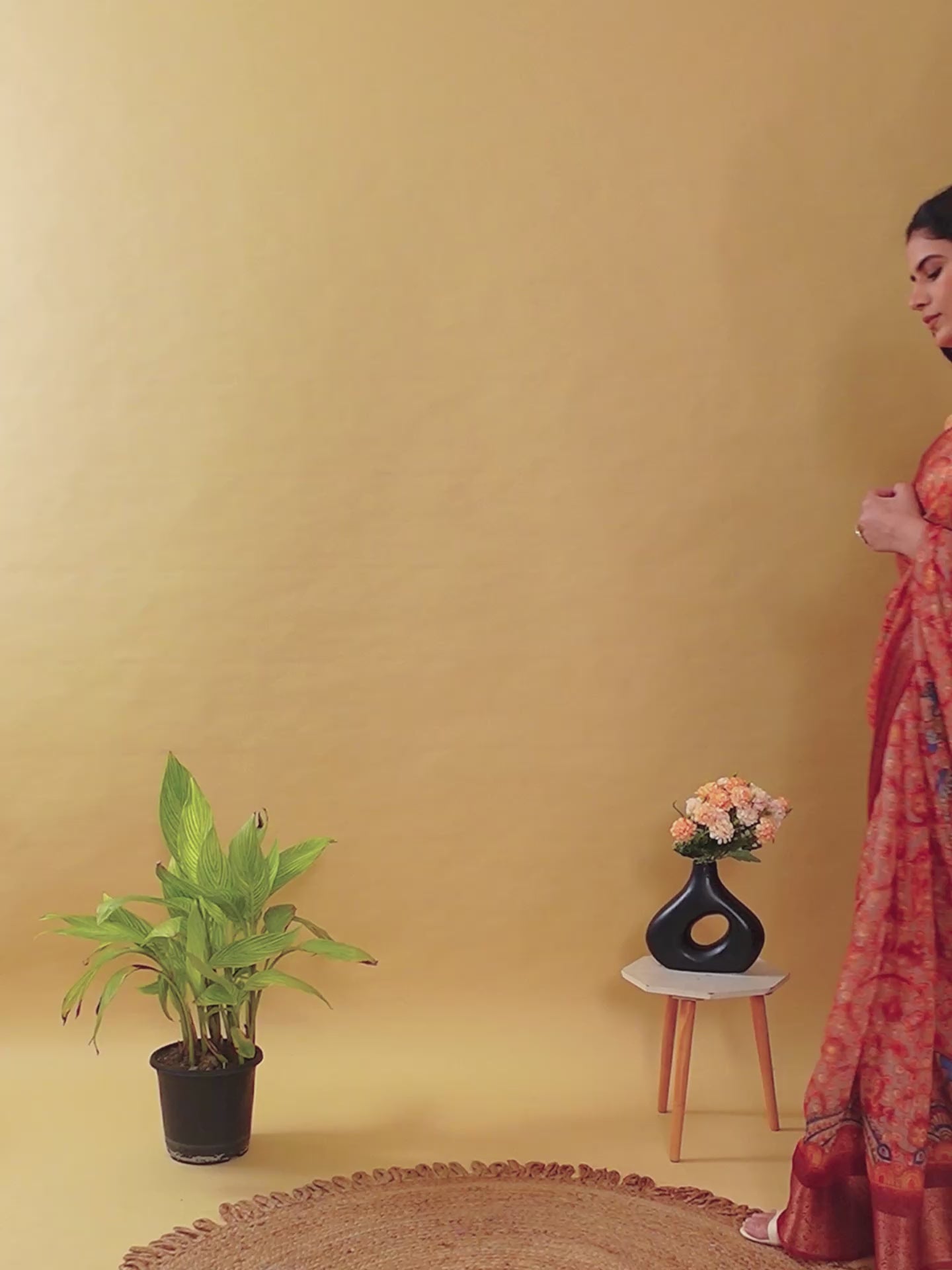 Vibrant Red Peacock Print Linen Cotton Saree | Jacquard Patta Saree with Maroon Zari Border